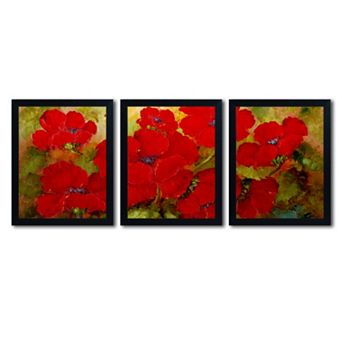 Trademark Fine Art ''Poppies'' 3 pc Framed Wall Art