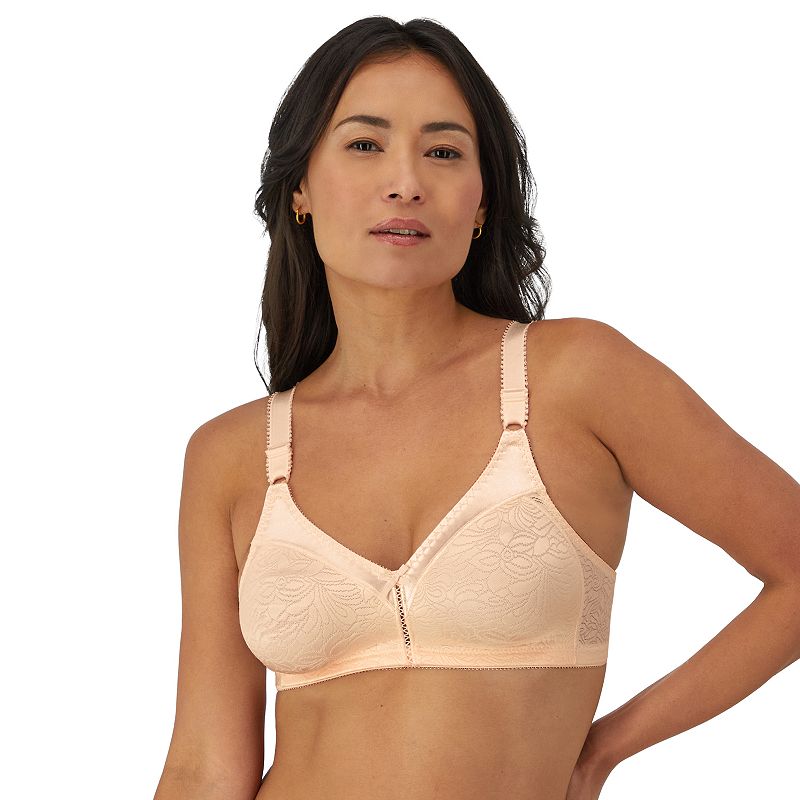 Bali Double Support Lace Full-Figure Wireless Bra DF3372, Women's, Size: 42 D, Porcelain