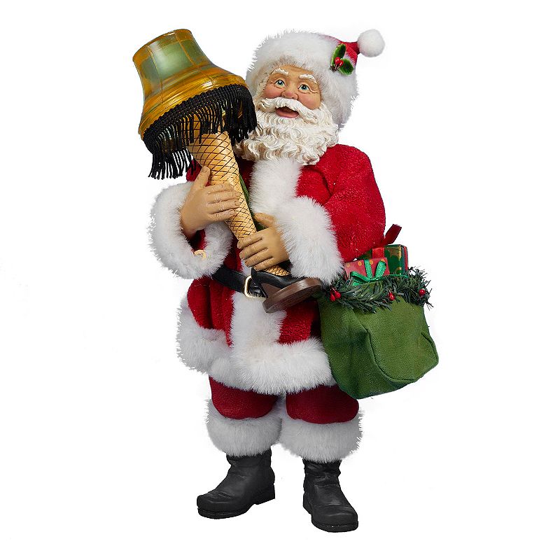 A Christmas Story Leg Lamp Light-Up Fabric Mache Santa, Multicolor