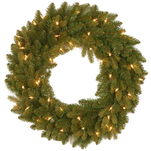 24-in. Pre-Lit ''Feel Real'' Avalon Spruce Artificial Wreath