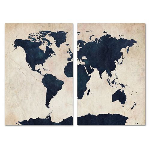 Trademark Fine Art ''World Map'' 2-pc. Wall Art Set