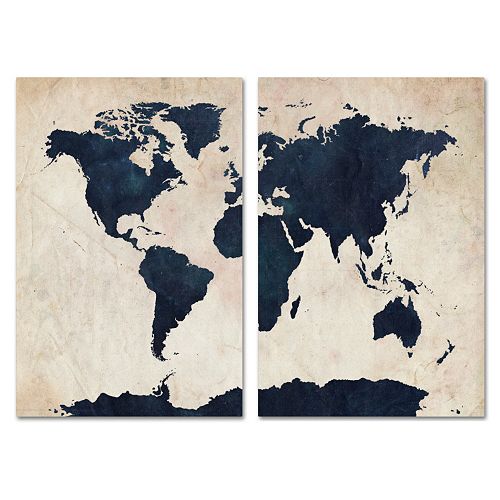 Trademark Fine Art ”World Map” 2-pc. Wall Art Set