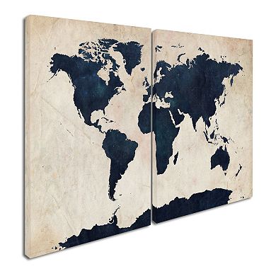 Trademark Fine Art ''World Map'' 2-pc. Wall Art Set