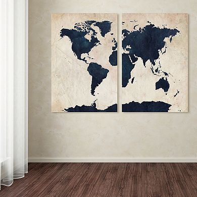 Trademark Fine Art ''World Map'' 2-pc. Wall Art Set
