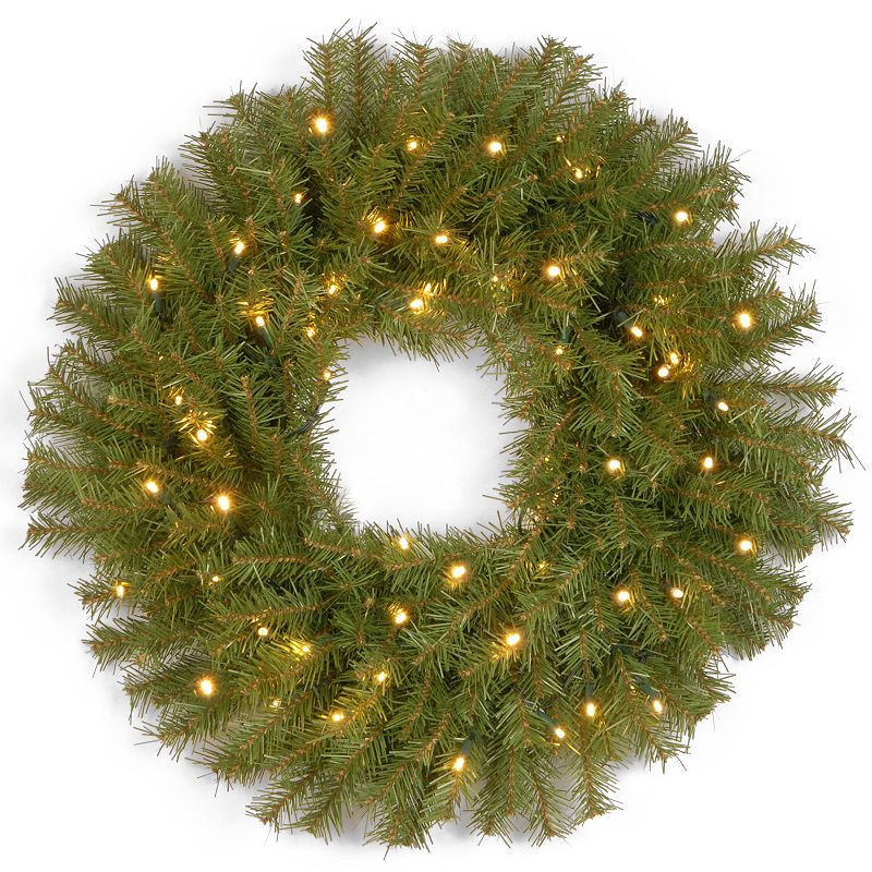 24-in. Pre-Lit Concave LED Norwood Fir Artificial Wreath, Green