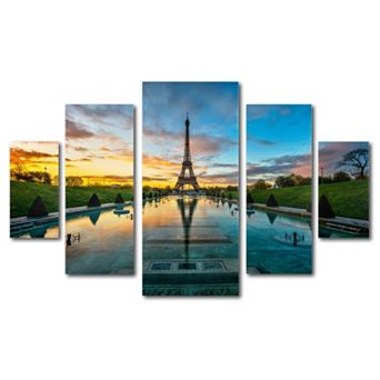 Trademark Fine Art ''Sunrise in Paris'' 5 pc Canvas Wall Art Set