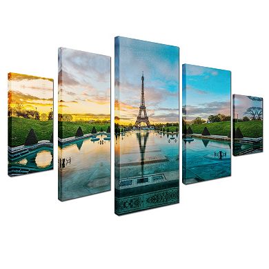 Trademark Fine Art ''Sunrise in Paris'' 5-piece Canvas Wall Art Set