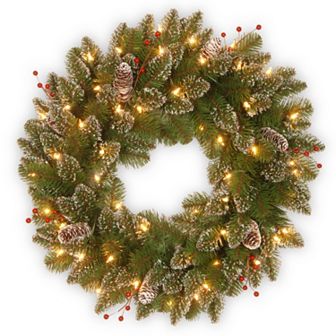 24 in Pre-Lit Glitter Pinecone & Berry Mountain Spruce Wreath