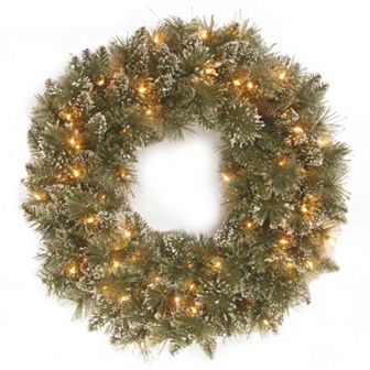 National Tree Company 24 in Pre-Lit Artificial Glitter Bristle Pine Wreath