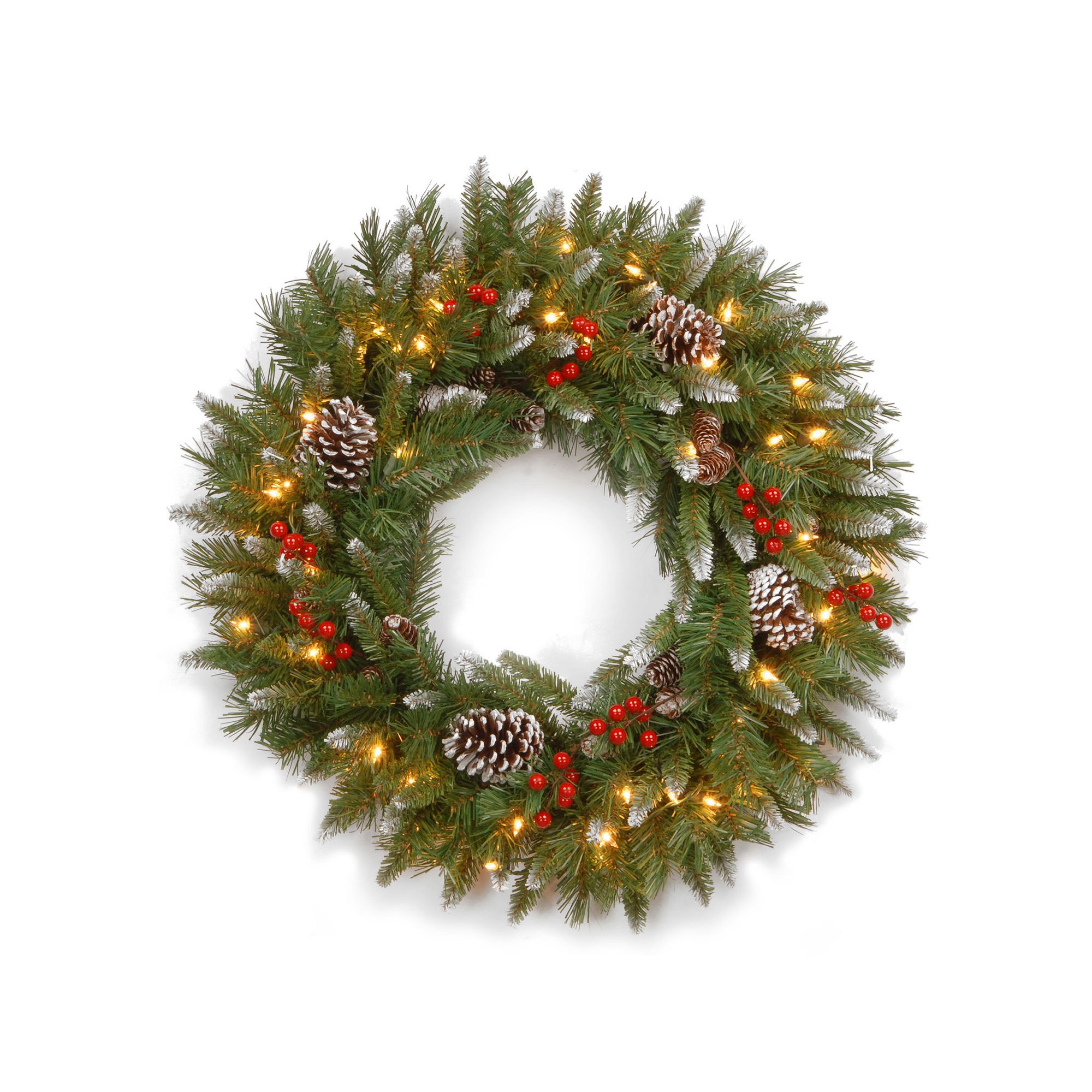 30-in. Pre-Lit Artificial Frosted Berry Wreath, Multicolor