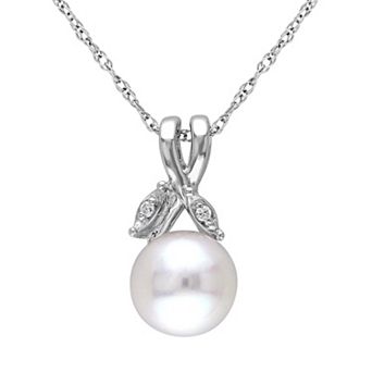 Stella Grace 10k White Gold Diamond Accent & Freshwater Cultured Pearl Pendant