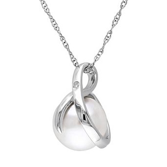 Stella Grace 10k White Gold Diamond Accent & Freshwater Cultured Pearl Pendant
