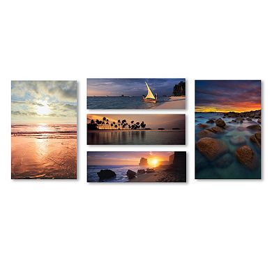 Trademark Fine Art ''Beach Scenes'' Canvas Wall Art 5-piece Set