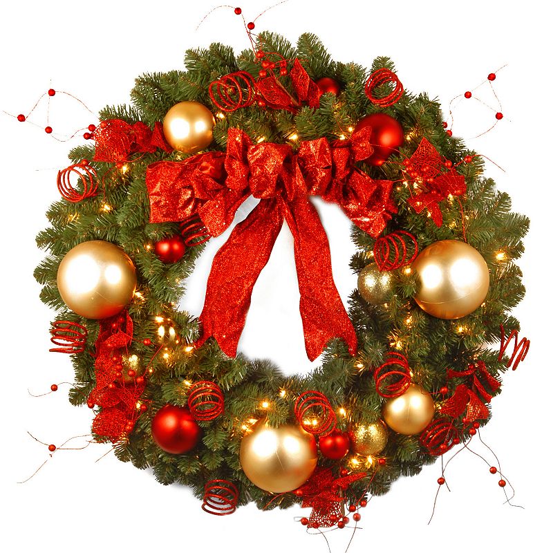 36-in. Pre-Lit Artificial Decorative Collection Cozy Christmas Wreath, Gree