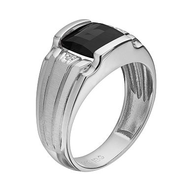 Men's Onyx & Diamond Accent Sterling Silver Ring