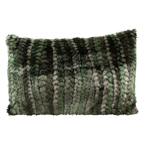 Mina Victory Green Faux-Fur Abstract Throw Pillow
