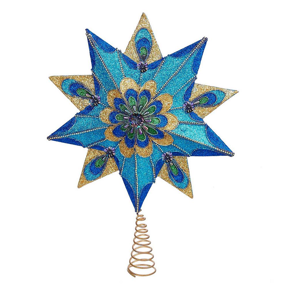 Peacock Glitter 16-in. Tree Topper
