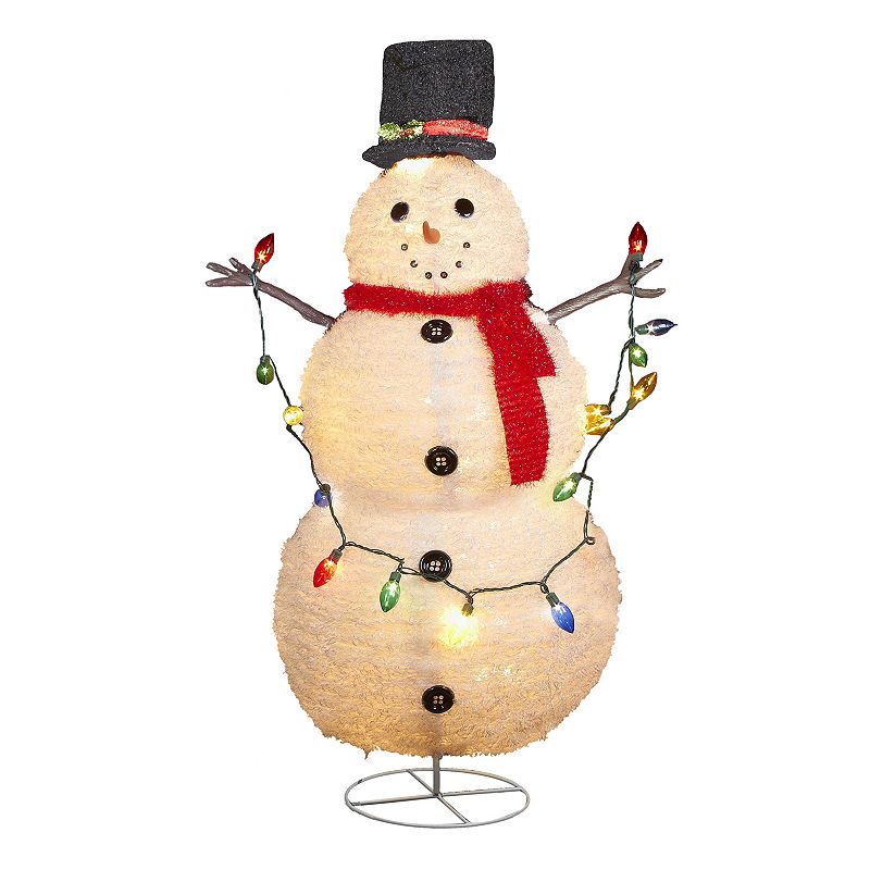 61403358 48-Inch Lighted Collapsible Snowman, White sku 61403358
