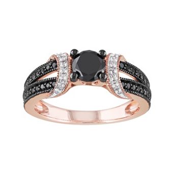 Stella Grace 10k Rose Gold 1 Carat T.W. Black & White Diamond Engagement Ring