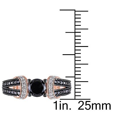 Stella Grace 10k Rose Gold 1 Carat T.W. Black & White Diamond Engagement Ring