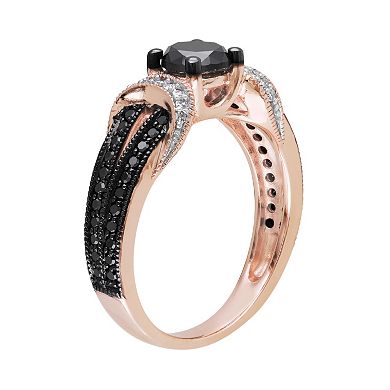 Stella Grace 10k Rose Gold 1 Carat T.W. Black & White Diamond Engagement Ring