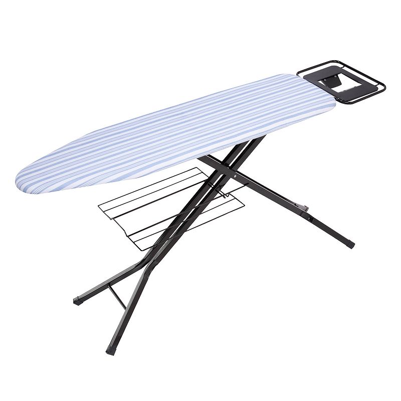 Honey Can Do Ironing Board with 4-Leg Stand and Iron Rest, Black/Blue