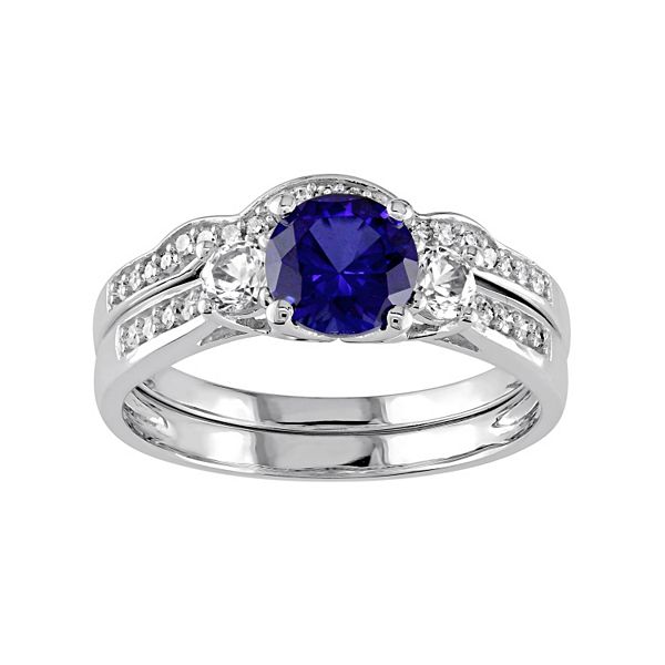 Stella Grace Lab-Created Blue & White Sapphire & 1/8 Carat T.W.