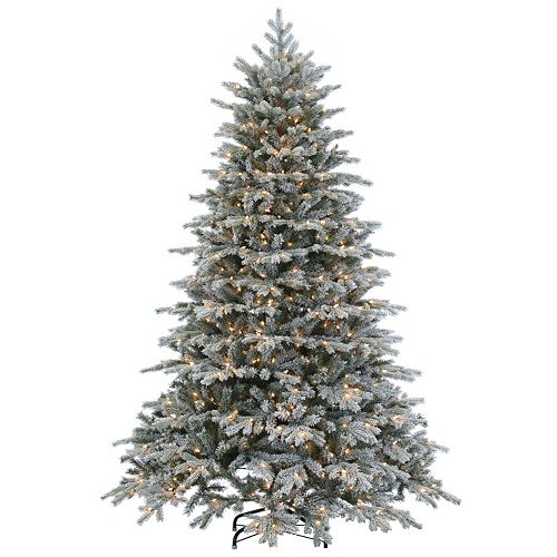 Sterling 7.5′ Natural Cut Flocked Vermont Spruce Artificial Christmas Tree