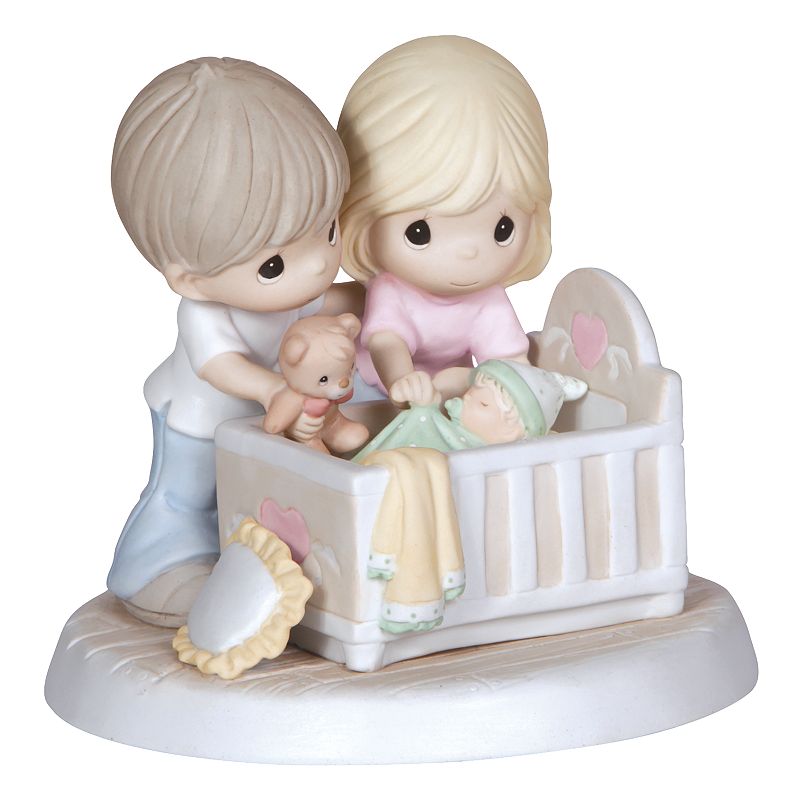Precious Moments Were Glad Parents With Baby In Crib Figurine, Multico
