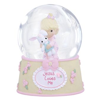 Precious Moments ''Jesus Loves Me'' Girl Holding Bunny Musical Waterball