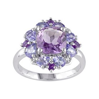Stella Grace Amethyst & Tanzanite Sterling Silver Flower Ring
