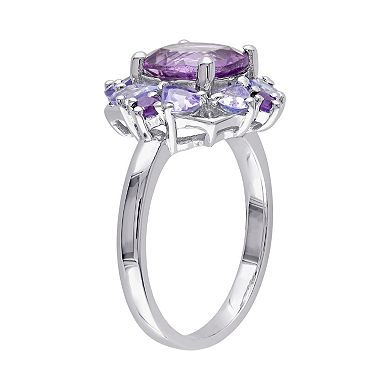 Stella Grace Amethyst & Tanzanite Sterling Silver Flower Ring