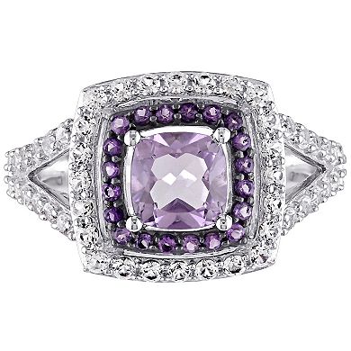 Stella Grace Sterling Silver Amethyst & White Sapphire Halo Ring