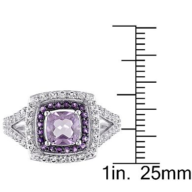 Stella Grace Sterling Silver Amethyst & White Sapphire Halo Ring