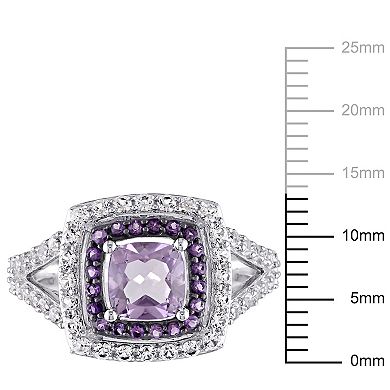 Stella Grace Sterling Silver Amethyst & White Sapphire Halo Ring