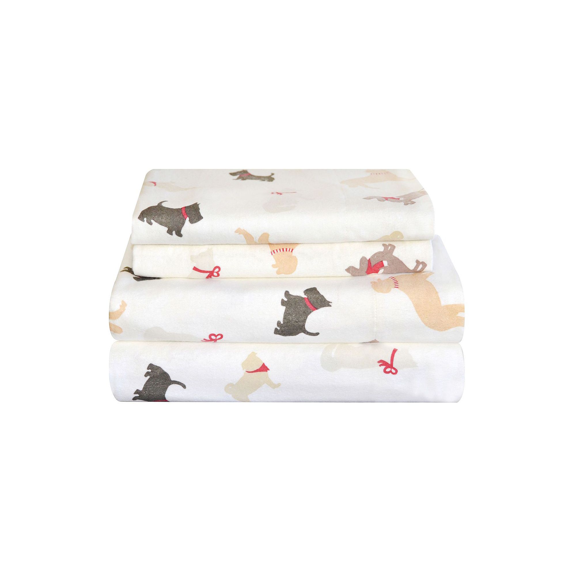 Pointehaven Cotton Flannel Sheet Set, Winter Dogs