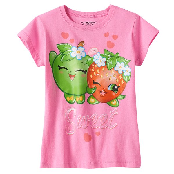 Girls 4 6x Shopkins Apple Blossom Strawberry Kiss Tee