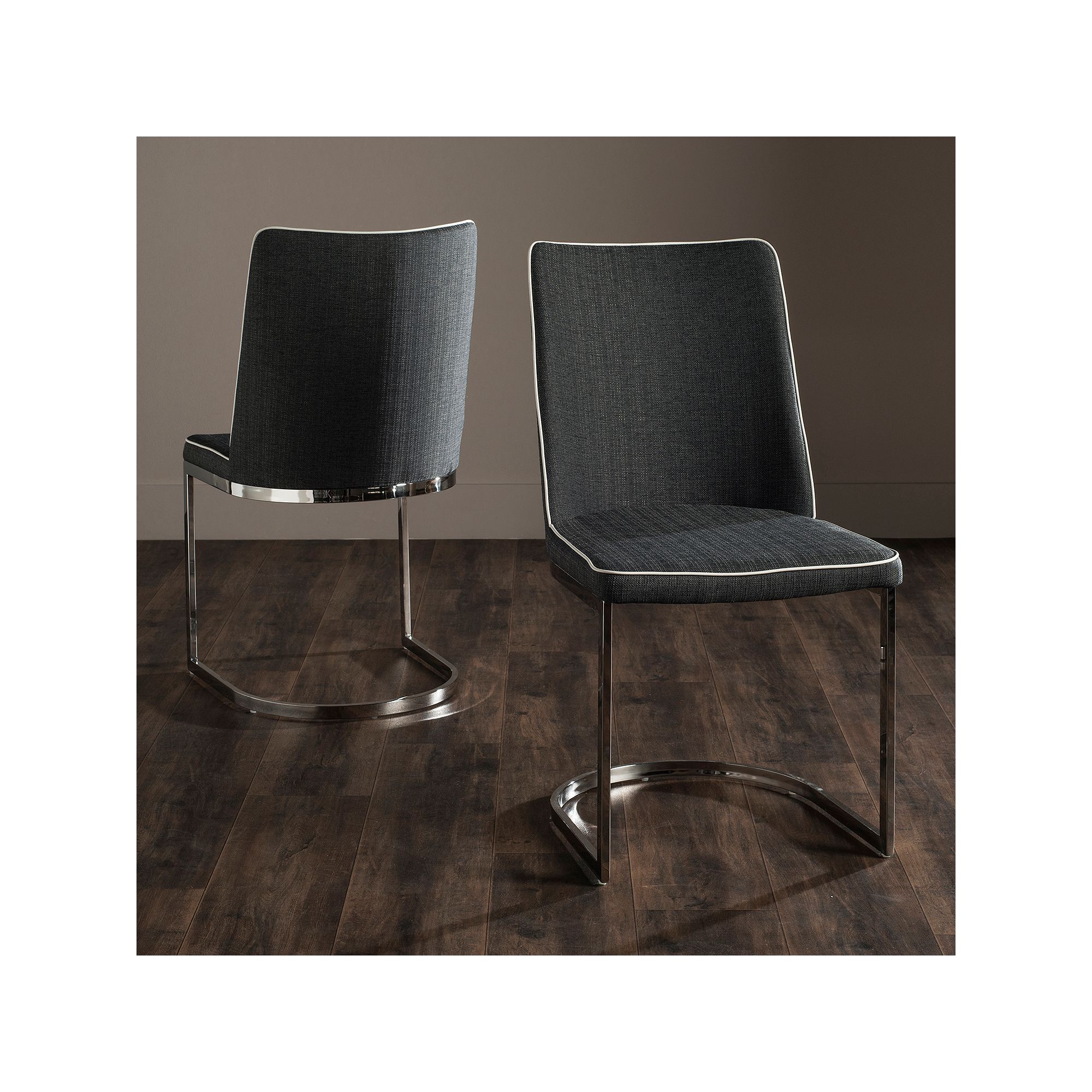 Safavieh Linen Parkston Side Chair 2-piece Set, Dark Gray White