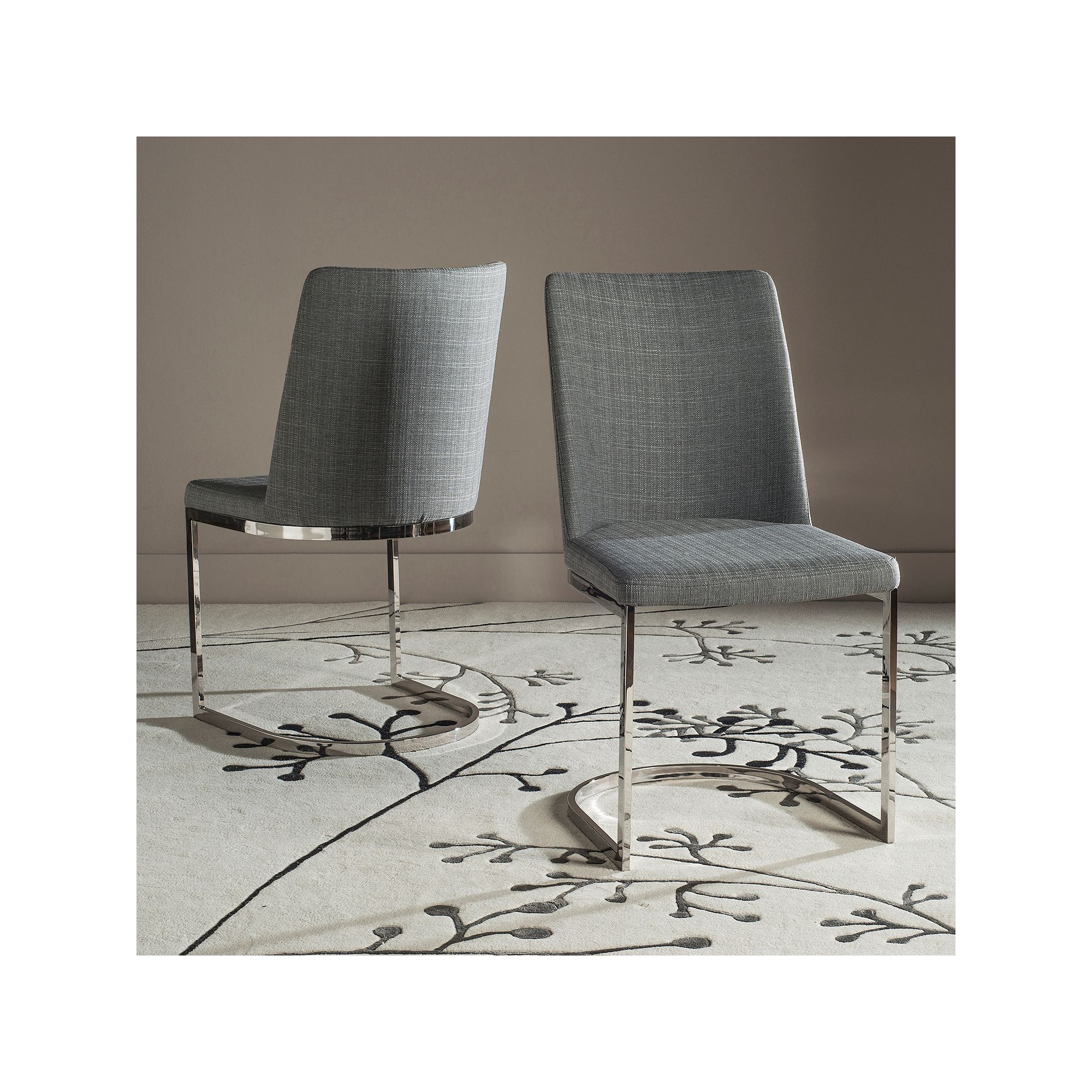 Safavieh Linen Parkston Side Chair 2-piece Set, Linen Gray