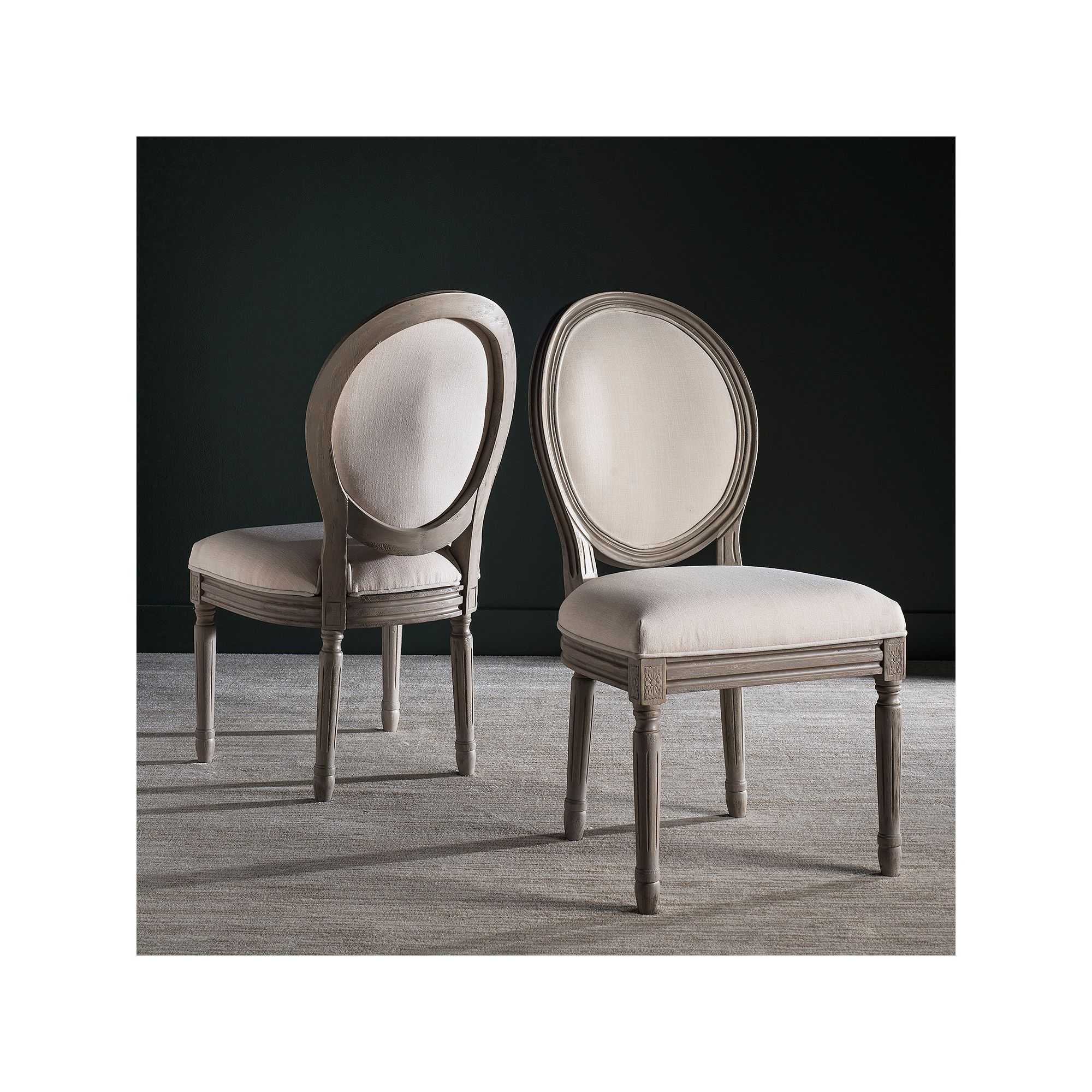 Safavieh Holloway Oval Side Chair 2-Piece Set, Light Beige