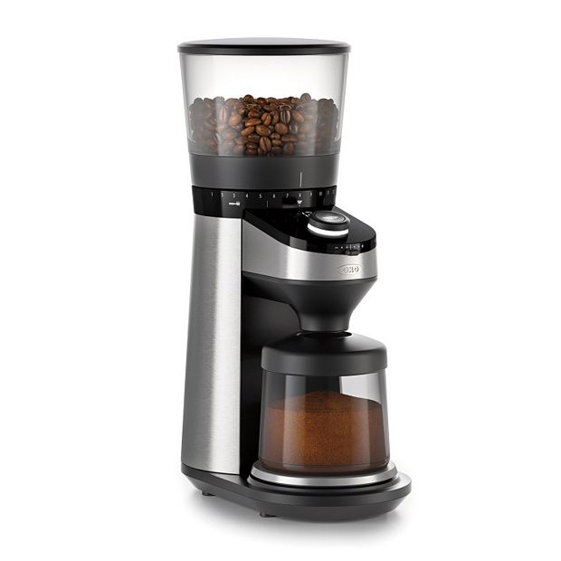 Conical Burr Coffee Grinder & Steel Coffee POP Container (1.7 Qt) with  Scoop Bundle