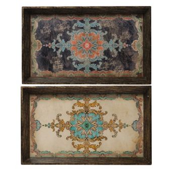 A&B Home 2 pc Rectangular Decorative Tray Set