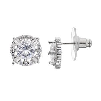 Napier Cubic Zirconia Halo Stud Earrings