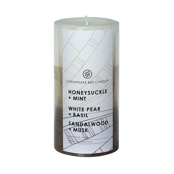 Chesapeake Bay Candle White Pear Basil Honeysuckle Mint And Sandalwood Musk Layered 6 In Pillar Candle