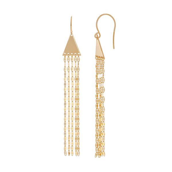 14k Yellow Gold Hammered Dangle Earrings