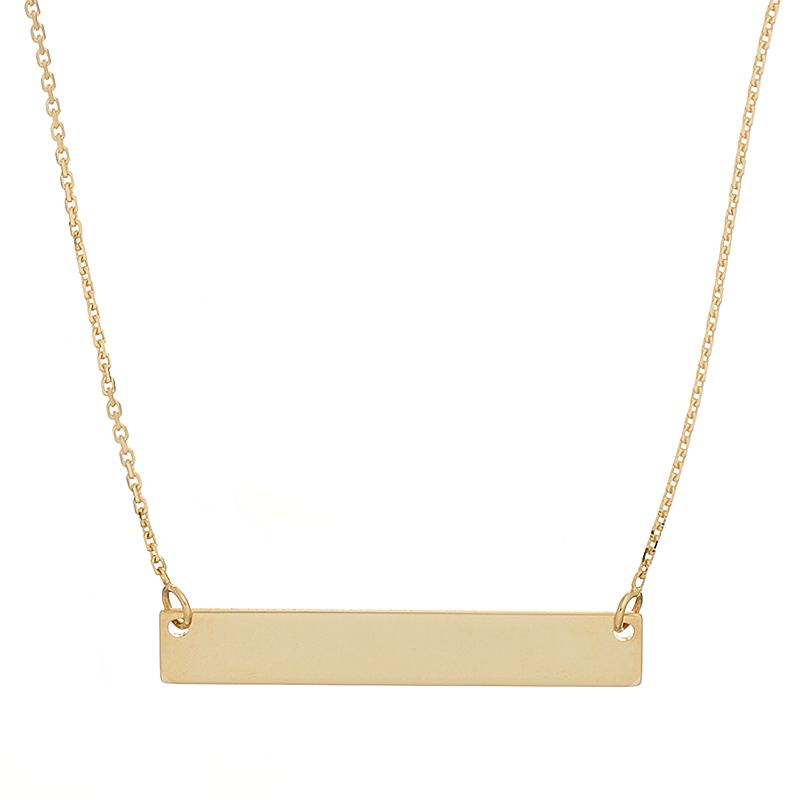14k Gold Bar Necklace, Womens, Size: 18, Yellow