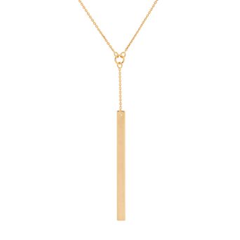 14k Gold Vertical Bar Y Necklace