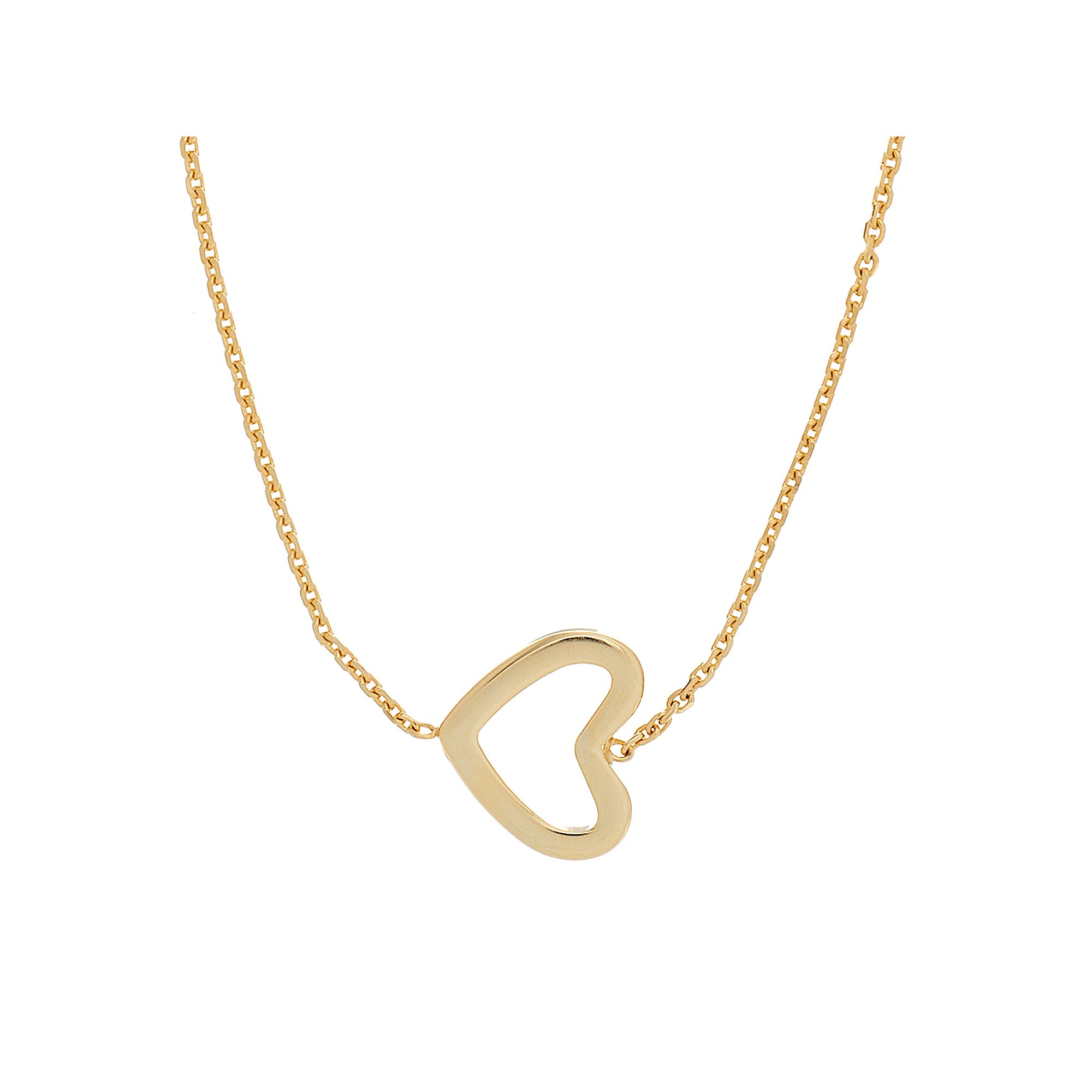 14k Gold Heart Necklace, Womens, Size: 18, Yellow