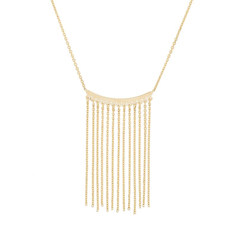 14k Gold Curved Bar Fringe Necklace, Womens, Size: 18, Yellow