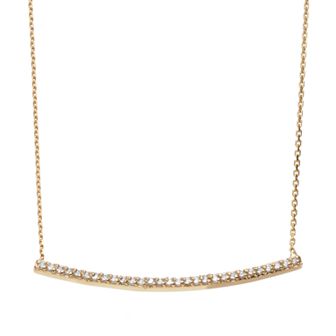 1/5 Carat T.W. Diamond 14k Gold Curved Bar Necklace